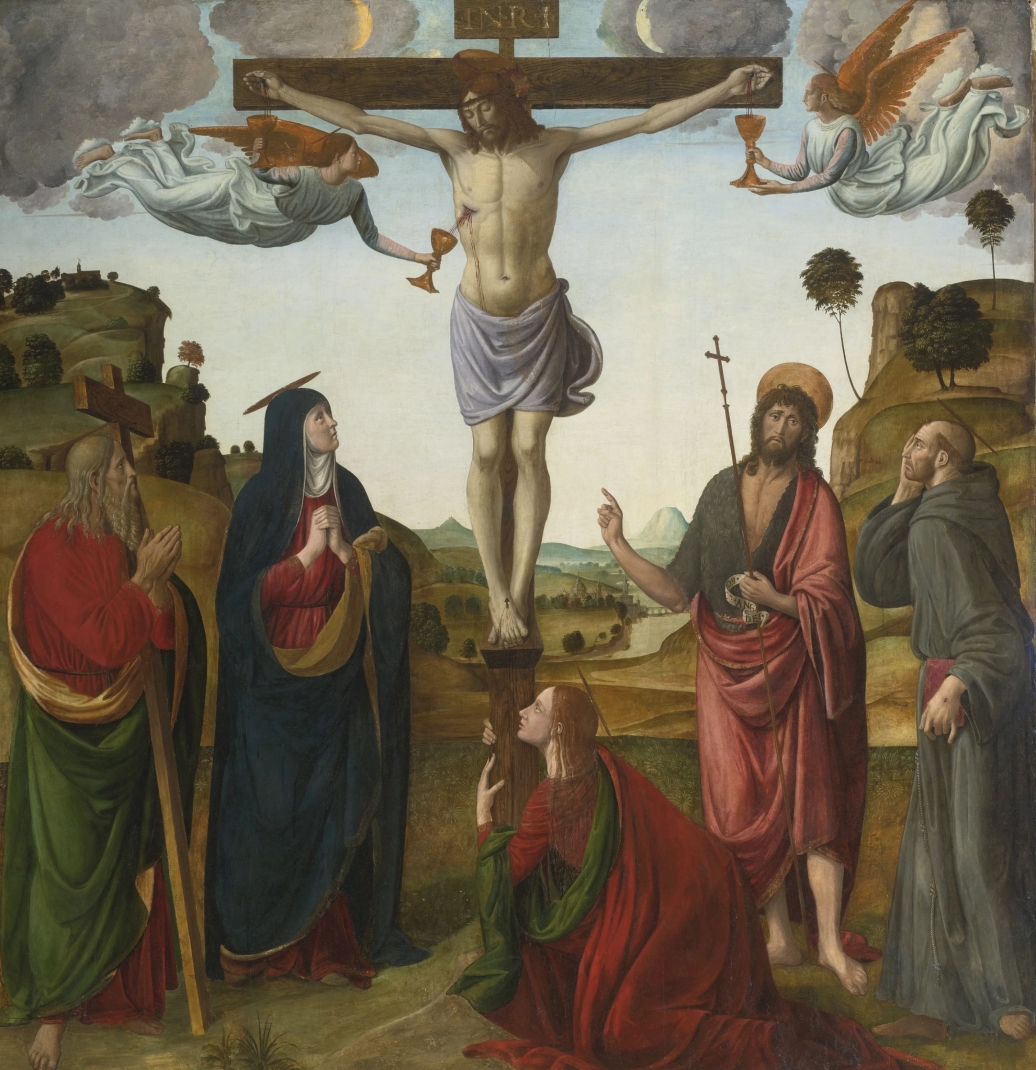 Cosimo Rosselli: The Crucifixion with the Madonna and Mary Magdalene, and Saints Andrew, John the Baptist and Francis (Florence, commissioned in 1503)